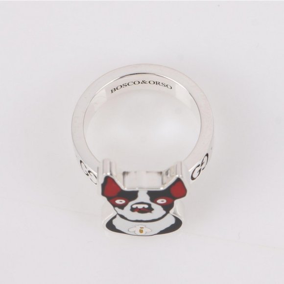 Gucci BOSCO & ORSO Silver 925 Boston Terrier Ring - Picture 4 of 6